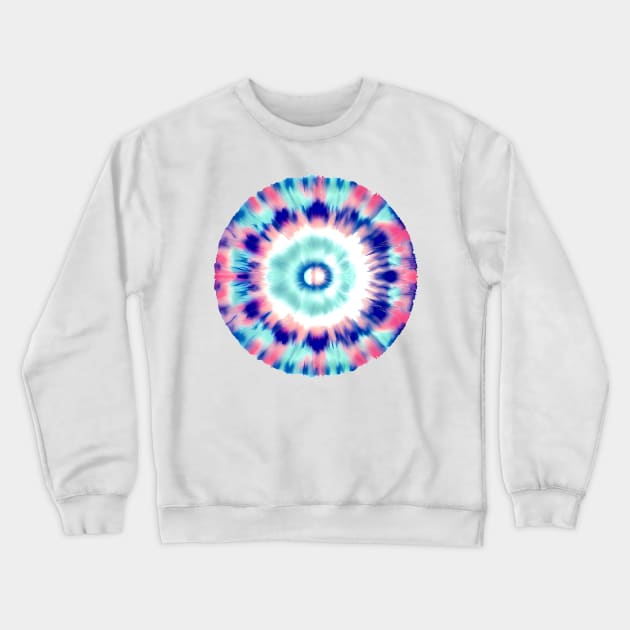 Pink and teal tie dye pattern circle, boho yoga design Crewneck Sweatshirt by craftydesigns